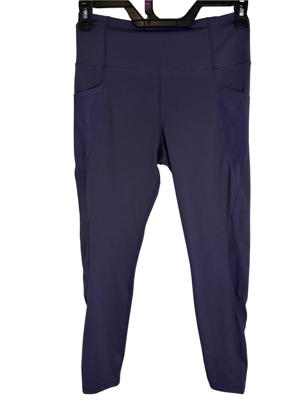 Purple Cropped Leggings with Pockets & Mesh Panels Size Large Juniors